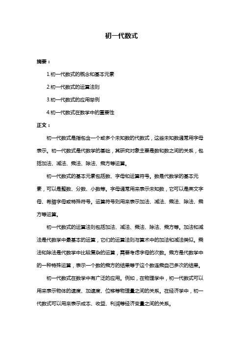 初一代数式
