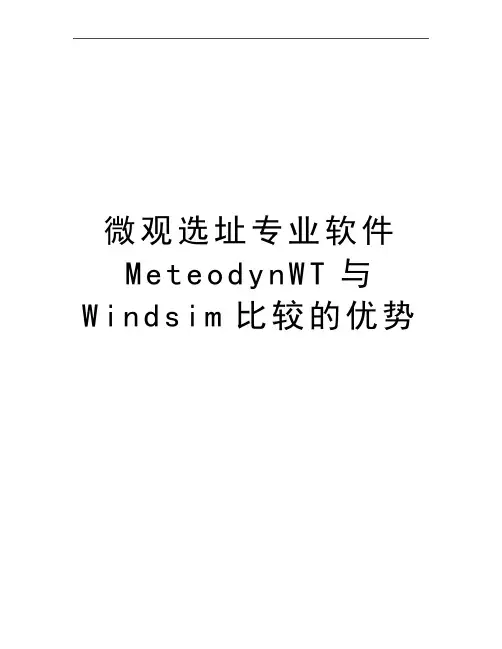 最新微观选址专业软件MeteodynWT与Windsim比较的优势