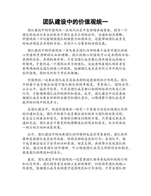 团队建设中的价值观统一