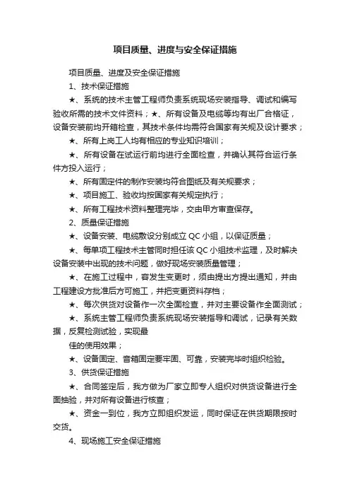 项目质量、进度与安全保证措施