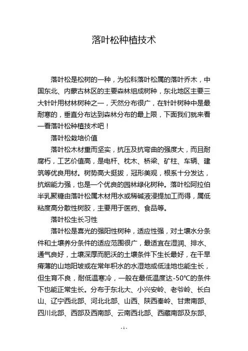落叶松种植技术