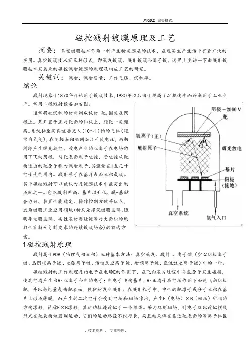 磁控溅射镀膜原理和工艺设计