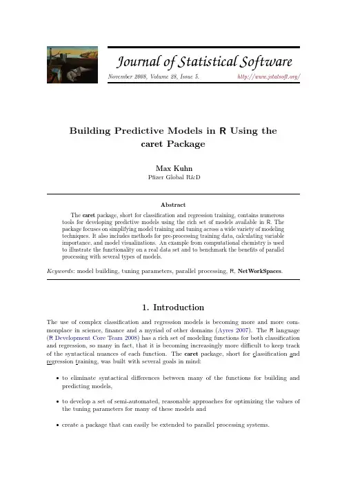 Building Predictive Models in R Using the caret package