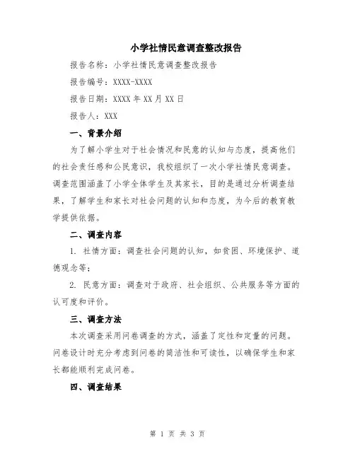 小学社情民意调查整改报告