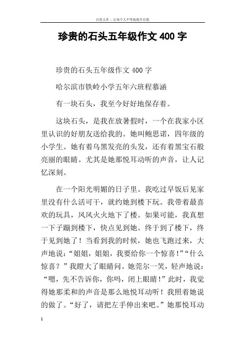珍贵的石头五年级作文400字