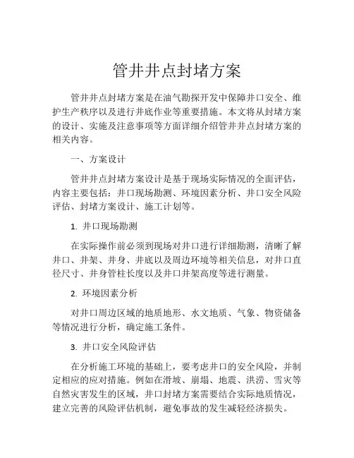 管井井点封堵方案