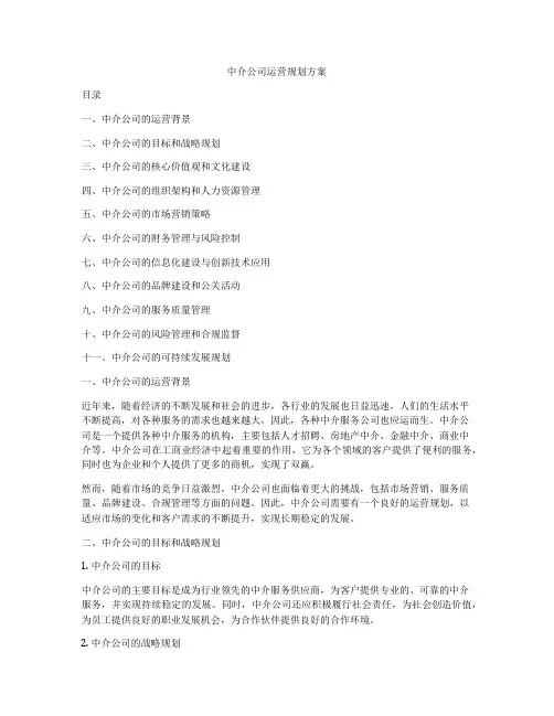 中介公司运营规划方案