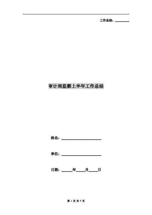 审计局监察上半年工作总结