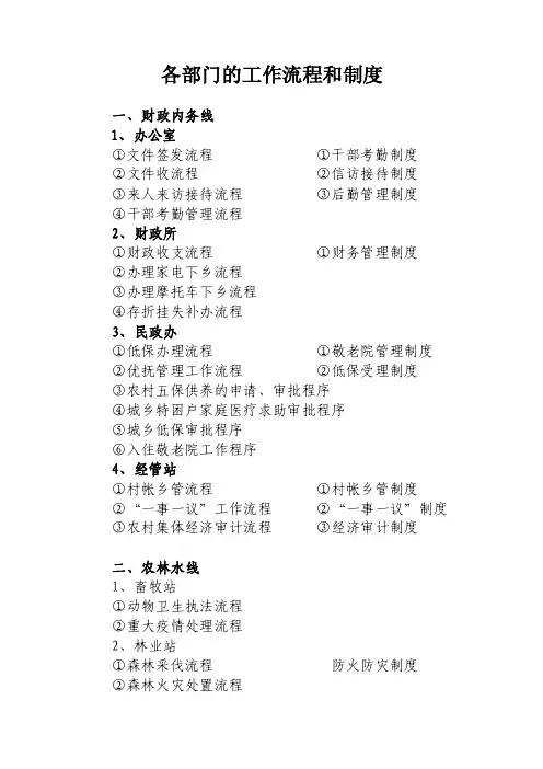 各部门的工作流程和制度