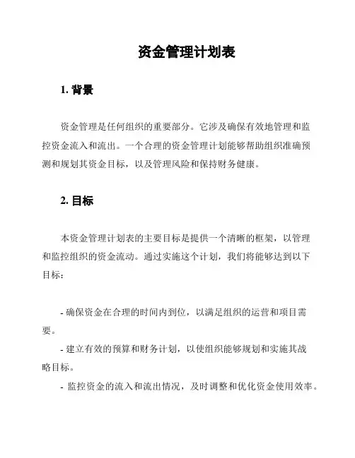 资金管理计划表
