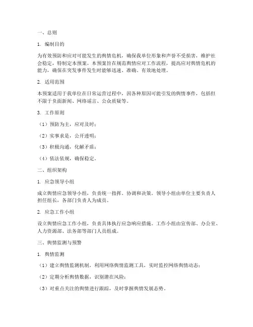 舆情应急应对预案范文