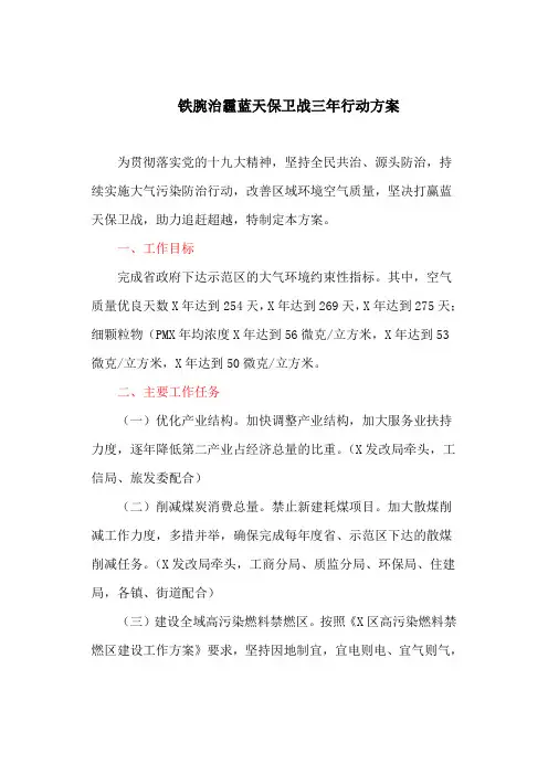 铁腕治霾蓝天保卫战三年行动方案(最新)