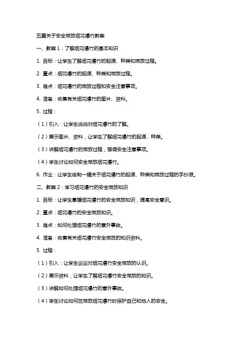 五篇关于安全燃放烟花爆竹教案