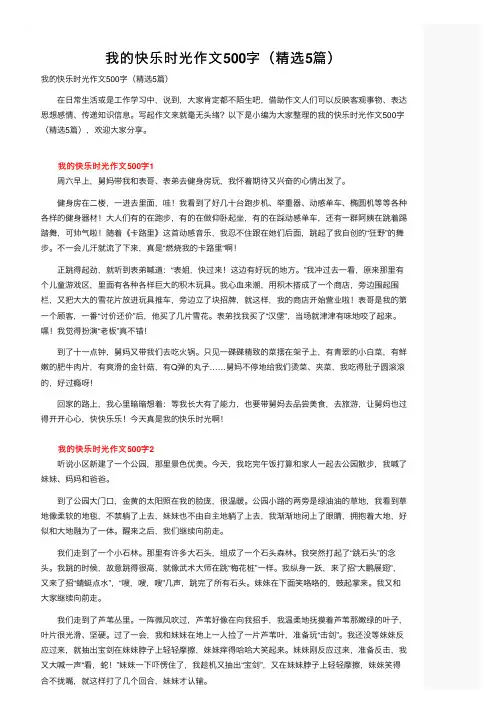 我的快乐时光作文500字（精选5篇）