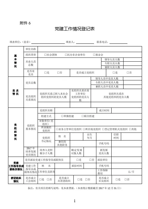 学校党建工作情况登记