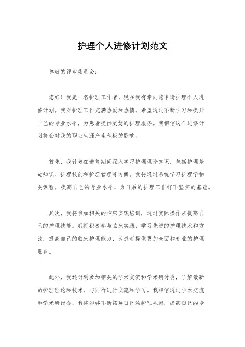 护理个人进修计划范文