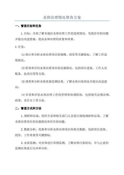 水体治理情况督查方案