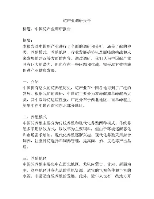 驼产业调研报告