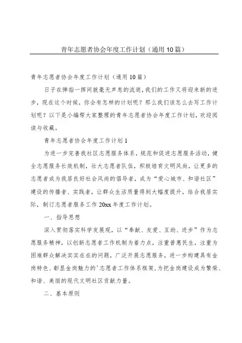 青年志愿者协会年度工作计划(通用10篇)