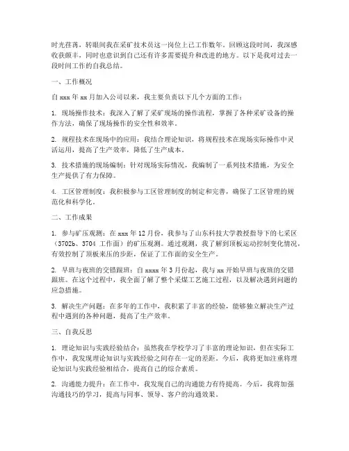 采矿技术自我总结范文