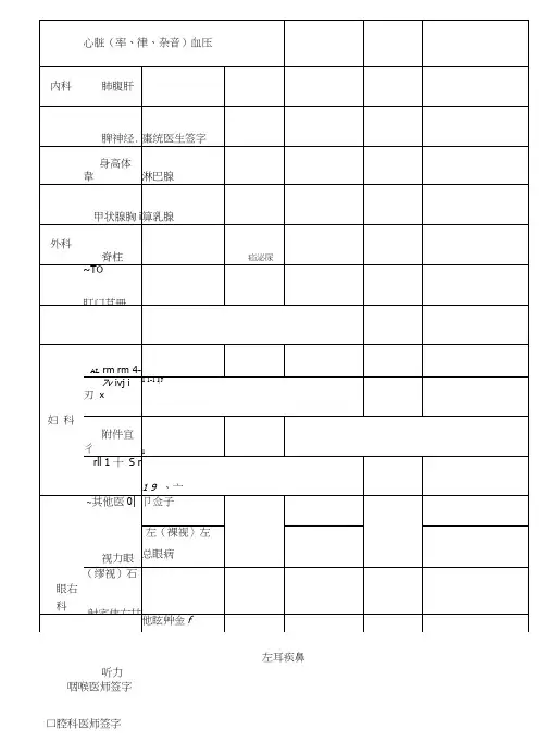 体检表--三甲医院标准体检表模板