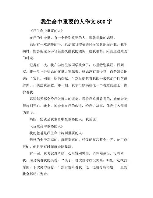 我生命中重要的人作文500字