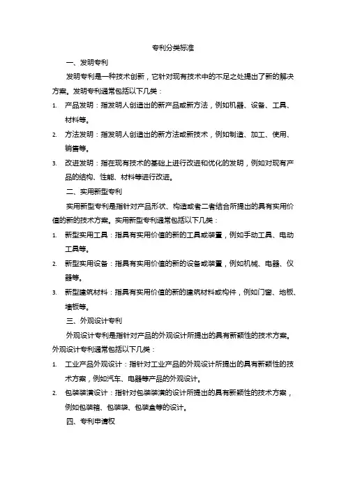 专利分类标准