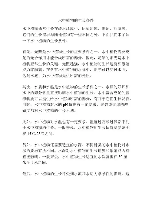 水中植物的生长条件