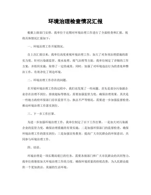 环境治理检查情况汇报