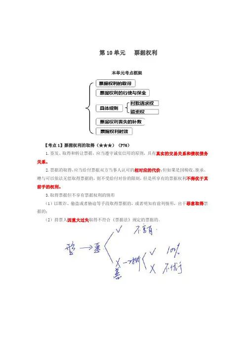 会计备考 票据权利的取得、票据权利的行使与保全、付款请求权、追索权、票据权利丧失的补救、票据权利时效
