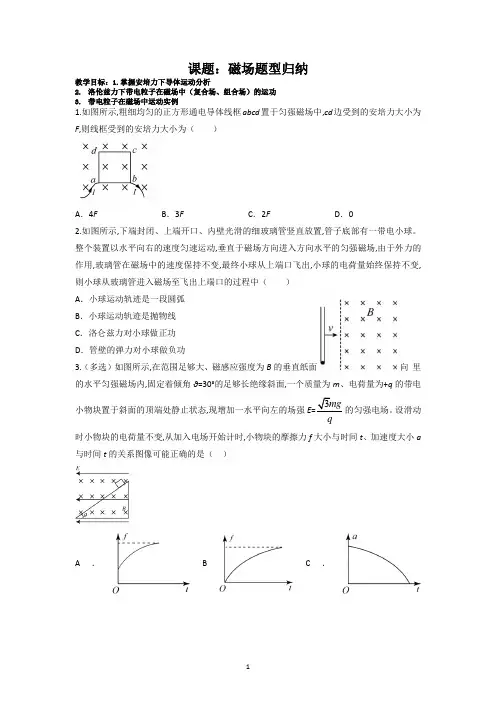 高考物理常考题型归纳：磁场