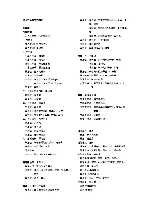 中医妇科学证型方剂
