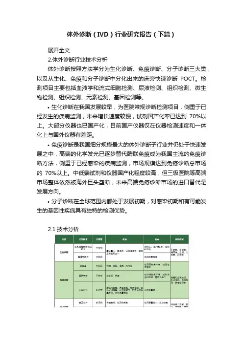 体外诊断（IVD）行业研究报告（下篇）