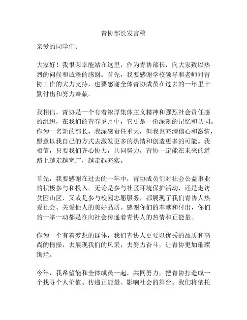 青协部长发言稿