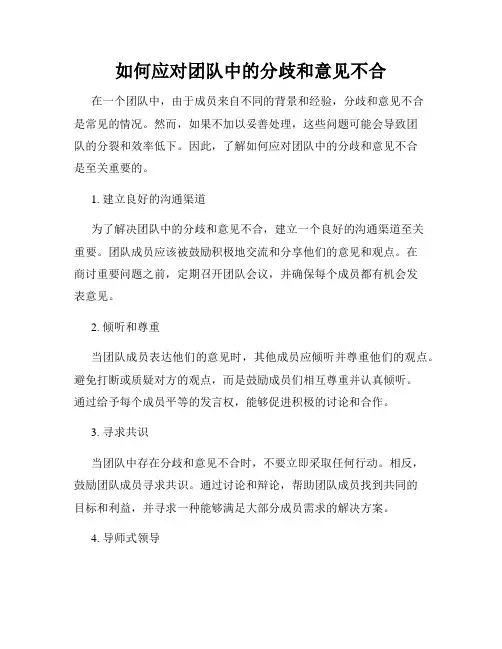 如何应对团队中的分歧和意见不合