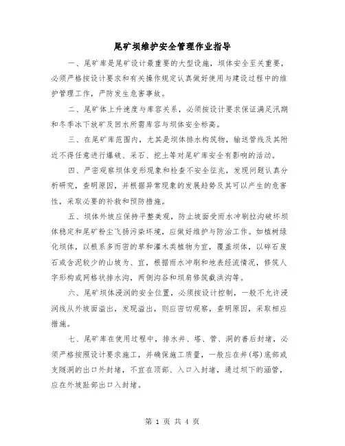 尾矿坝维护安全管理作业指导（二篇）