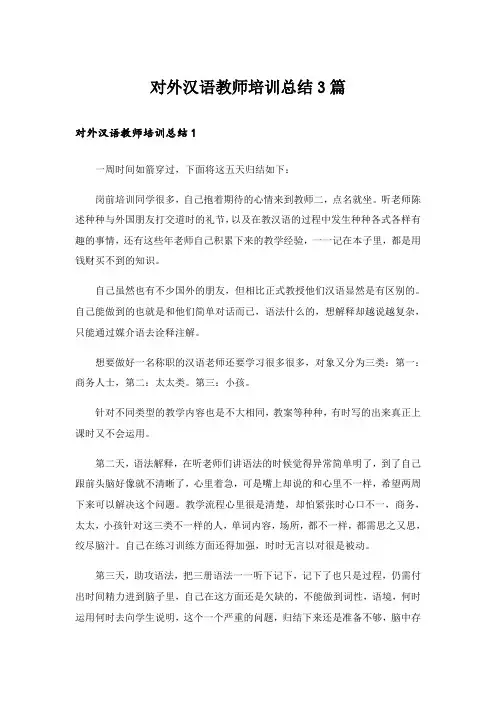 对外汉语教师培训总结3篇