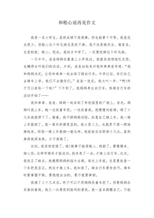 和粗心说再见作文