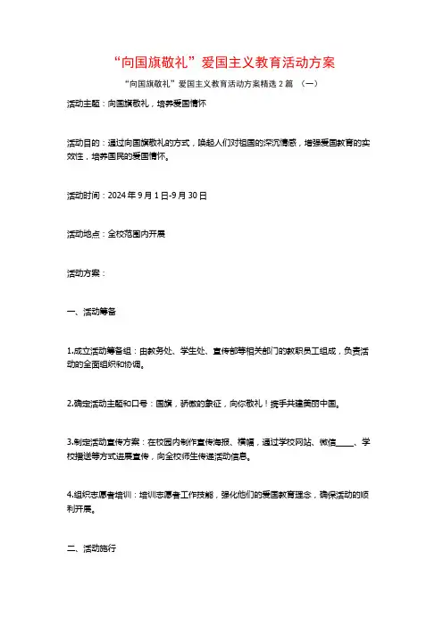 “向国旗敬礼”爱国主义教育活动方案2篇