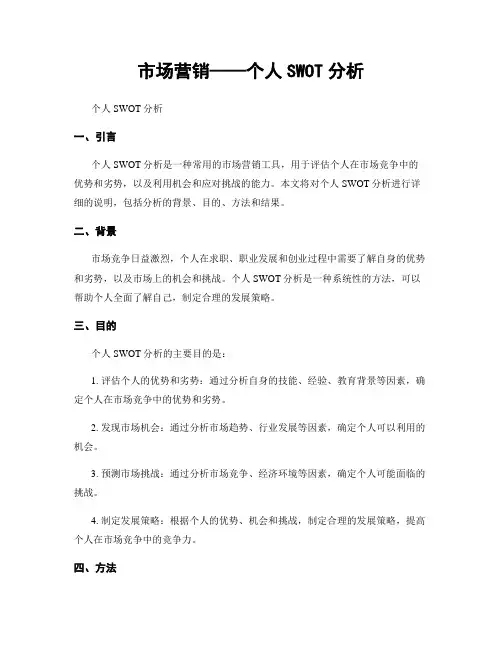 市场营销——个人SWOT分析