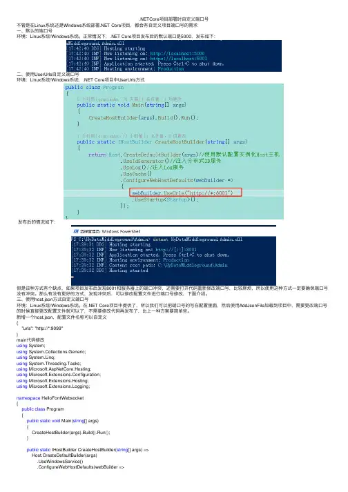 .NETCore项目部署时自定义端口号