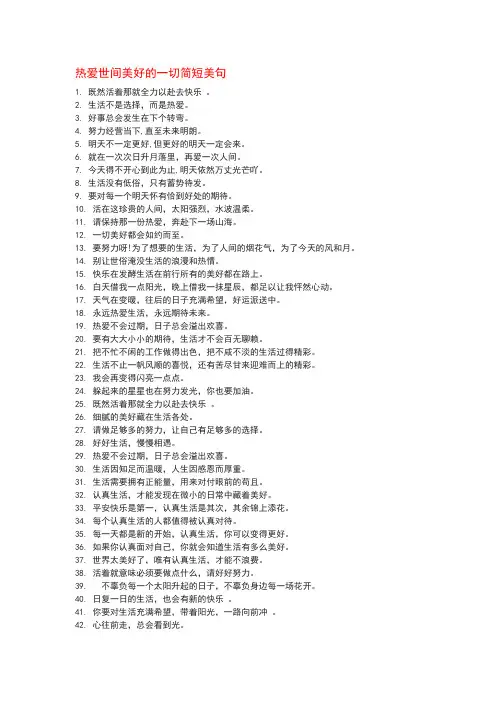 热爱世间美好的一切简短美句