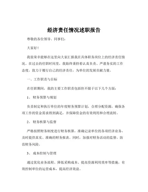 经济责任情况述职报告