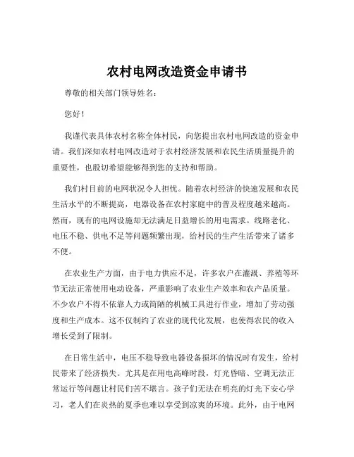 农村电网改造资金申请书