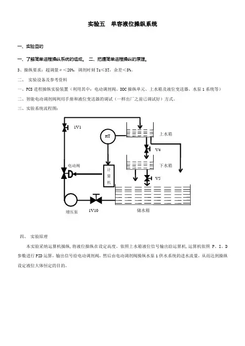 实验五单容液操纵系统