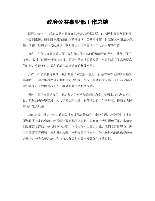 政府公共事业部工作总结