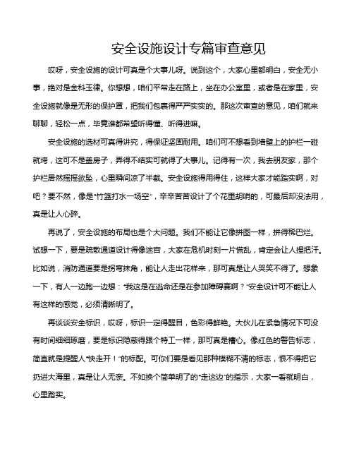 安全设施设计专篇审查意见