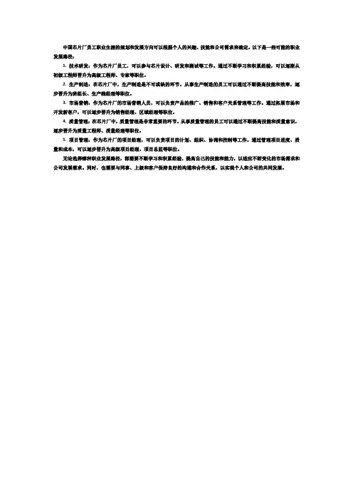 中国芯片厂员工职业生涯