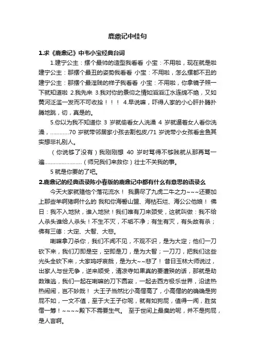 鹿鼎记中佳句