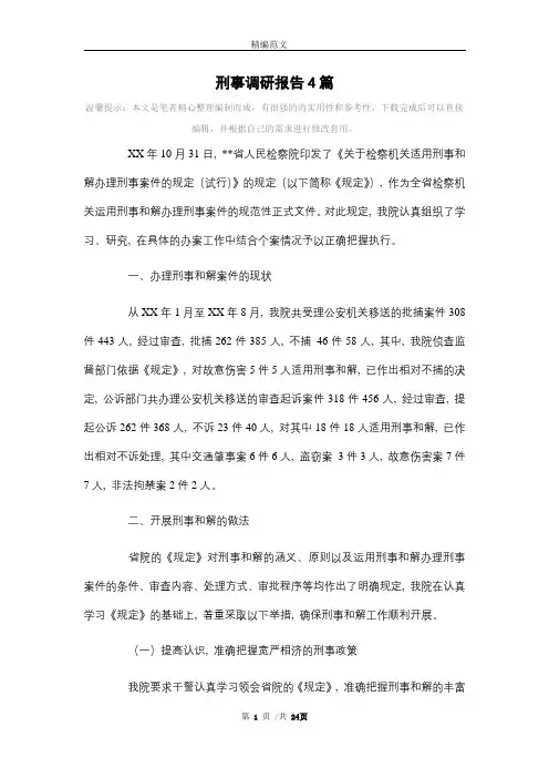 [最新]刑事调研报告4篇范文